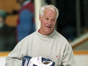 Gordie Howe warms up on ice before the start of the 4-on-4 tournament in Hamilton in 1994. (Craig Robertson/Postmedia Network file photo)