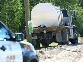 The driver of this water truck has died following a construction incident south of Sebringville. (The Beacon Herald file photo)