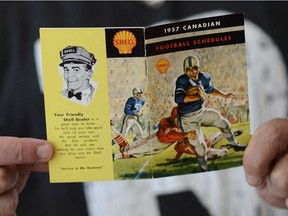 1957 Canadian football schedule booklet collected by Ottawa Rough Riders fan and collector Terry Dooner. (James Park, Postmedia)