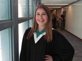 Danielle Hunter, winner of the Lambton College Alumni Leadership Award, is shown on Saturday June 11, 2016 in Sarnia, Ont., before Saturday's convocation at the college. It was the school's 49th annual convocation, featuring the largest graduating class in the college's history.
Paul Morden/Sarnia Observer/Postmedia Network