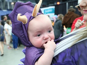 Conor Frank, 4 months, attended his first Graphic-Con with his parents at the Sudbury Community Arena on June 11, 2016. (John Lappa/Sudbury Star)