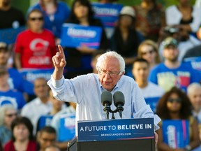 Democratic presidential candidate Sen. Bernie Sanders, I-Vt., speaks at a rally in Washington, Thursday, June 9, 2016. (AP Photo/Cliff Owen)