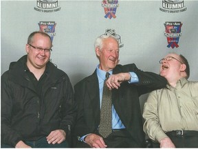 Cam, right, with his son Darren, and Mr. Hockey himself, Gordie Howe, centre, in this 2013 photo. (SUPPLIED)