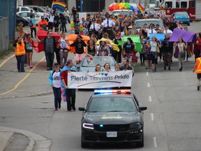 As in previous years, there will be an hour-long along Algonquin Boulevard and into the downtown followed the Timmins Pride rally held at Hollinger Park this Saturday. This photo was taken during the 2016 rally.