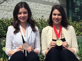 Anne Matiowsky, right, of St. Lawrence College won gold at a National Skills Competition last week. Supplied Photo
