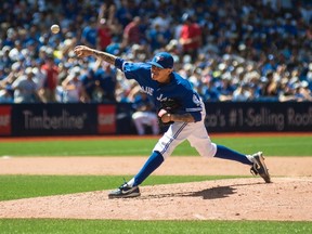 Toronto Blue Jays reliever Jesse Chavez pitches against the Baltimore Orioles on June 12, 2016. (EDUARDO LIMA/The Canadian Press)
