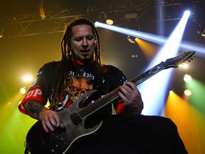Five Finger Death Punch performing live on their 'Got Your Six' Tour at SSE Arena Wembley last year. (WENN.com file photo)