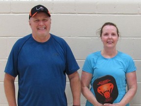 Grant and Judy Shelton won first place at the Huron-Perth-Middlesex Senior Games pickleball tournament at the end of April. The couple plays about five times a week, and is involved with the pickleball club at the Goderich-Huron YMCA. (Contributed photo)