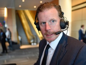 Ottawa Senators' Daniel Alfredsson chats with TSN at Ringside for Youth XXII at the Shaw Centre Thursday June 09, 2016.  (Darren Brown/Postmedia Network)