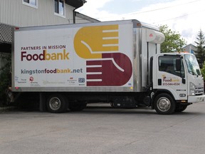 A Partners in Mission Food Bank truck is seen outside the Kingston Food Bank on Hickson Avenue. (Julia Balakrishnan/For The Whig-Standard)