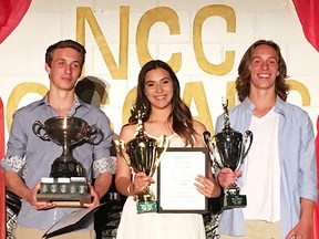 NCC Athletes of the Year from left: Ryan Jarvis, Cianna Bailey and Isaac Jarvis. (Bruce Bell/The Intelligencer)