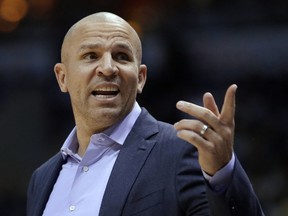 In this Dec. 7, 2015, file photo, Milwaukee Bucks head coach Jason Kidd gestures during an NBA basketball game against the Portland Trail Blazers in Milwaukee.  Three people with direct knowledge of the situation tell The Associated Press that the Bucks are close to reaching a three-year contract extension with Kidd. The three spoke on condition of anonymity Monday, June 13, 2016, because the deal was not final. It is expected to be announced in the next few days. (AP Photo/Aaron Gash, File)
