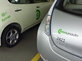 Electric cars are seen on September 13, 2011 in Montreal. (Guillaume Lavallée/AFP/Getty Images)