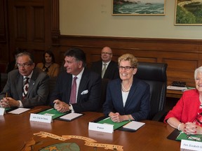 Ontario Premier Kathleen Wynne holds the first cabinet meeting after the announcement of a cabinet shuffle at Queen's Park on June 13 , 2016. (Eduardo Lima/The Canadian Press)