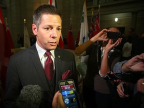 Winnipeg Mayor Brian Bowman speaks to the media a couple weeks ago. Bowman's approval ratings are still high, but there are signs his popularity may have peaked. (Brian Donogh/Winnipeg Sun file photo)