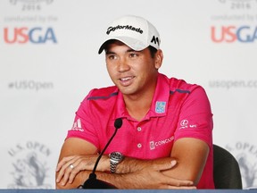 Jason Day of Australia speaks during a press conference during a practice round prior to the U.S. Open at Oakmont Country Club on June 14, 2016 in Oakmont, Pennsylvania.  (David Cannon/Getty Images)
