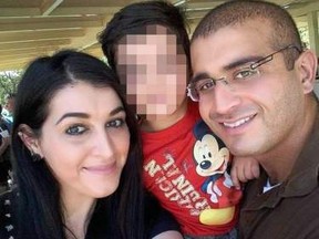Gunman Omar Mateen, right, with his second wife, Noor Zahi Salman, and their three-year-old son. (Facebook)