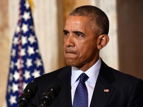 President Barack Obama pauses while speaking at the Treasury Department in Washington, Tuesday, June 14, 2016, following a meeting with his National Security Council to get updates on the investigation into the attack in Orlando, Florida and review efforts to degrade and destroy ISIS. (AP Photo/Susan Walsh)