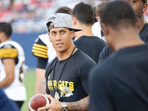 Former Toronto Argonaut Chad Owens, now with the Hamilton Tiger-Cats, has been turning heads in camp with his athleticism and endurance. (Jack Boland/Toronto Sun)
