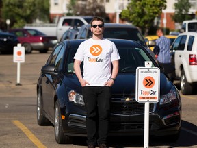 For a story by Elise Stolte EDMONTON, AB.--Alan Davidson Fleet Manger, with TappCar at the Bonnie Doon Mall on June, 15 2016. (Greg Southam-Postmedia)