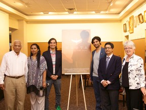 Attending the recent opening night Toronto screening of the film Khoya are, from left, Dr. Rauf Khan, father of filmmaker Sami Khan, Usha Venkatesan, with the Indian Consulate, writer-director Sami Khan, lead actor Rupak Ginn,  R.K. Perindia, with the Indian Consulate, and Anne Khan, the filmmaker's mother. Khoya is the first feature film by Khan, a graduate of Sarnia's Northern Collegiate. (Handout)