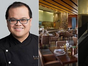 Chef Roy Ellamar, the dining room at Harvest and chef Todd English. (Courtesy MGM Resorts International)