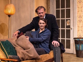 Lindsay Merrithew and Sara Topham play Tom and Kyra in the Canadian theatrical production of "Skylight" at Berkeley Street Theatre in Toronto, on Tuesday, June 14, 2016. (THE CANADIAN PRESS/Eduardo Lima)