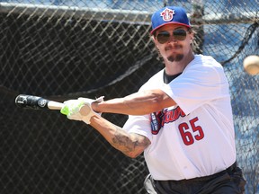 Erik Karlsson during batting practice at RCGT Park. (Tony Caldwell, Ottawa Sun)