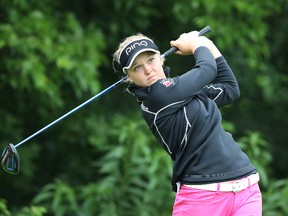 Brooke Henderson swings away during the first round of the Meijer LPGA Classic. (Getty/AFP)
