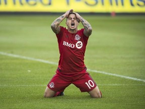 Toronto FC’s Sebastian Giovinco should be 100% going into this stretch of four games in 12 days, starting on Saturday. (THE CANADIAN PRESS)