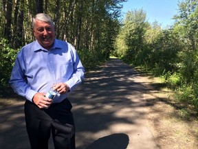 Devon Mayor Stephen Lindop Saturday on a section of paved North Saskatchewan River valley trail.