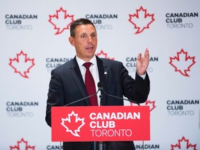 Ontario Progressive Conservative Leader Patrick Brown speaks to the Canadian Club in Toronto on Tuesday, June 7, 2016. THE CANADIAN PRESS/Nathan Denette
