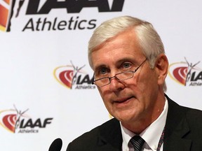 Rune Andersen,Chair of IAAF Inspection Team, speaks at a news conference after a meeting of the IAAF Council at the Grand Hotel in Vienna, Austria, Friday, June 17, 2016. The IAAF upheld its ban on Russia’s track and field team for the Rio de Janeiro Olympics in a landmark decision that punishes the world power for systematic doping. (AP Photo/Ronald Zak)