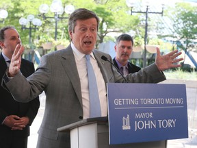 Mayor John Tory at a press conference to announce the city plans to continue with the  one-stop subway in Scarborough on Friday June 17, 2016. (Veronica Henri/Toronto Sun)
