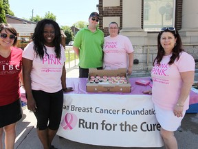 CIBC employees in Seaforth decided to throw a BBQ to raise money for breast cancer research and awareness last Friday. (Shaun Gregory/Huron Expositor)