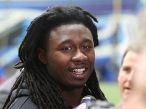 Buffalo Bills wide receiver Sammy Watkins speaks to the media following an NFL football practice in Orchard Park, N.Y., Wednesday, June 1, 2016. (AP Photo/Bill Wippert)