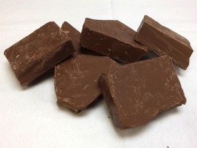 This photo shows chocolate in New York, Monday, June 20, 2016. New research suggests candy companies may be able to make lower fat versions of chocolate with a little electrical trick. The new approach was described Monday by researchers at Temple University in Philadelphia. (AP Photo/Stephanie Nano)