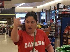 Police released this image of a woman they were seeking after a Muslim woman was attacked in a London grocery store Monday. A London woman, 38, was arrested Tuesday and faces an assault charge. (Supplied photo)