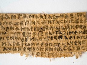 Professor Karen L. King had believed this fragment quoted Jesus referring to his wife. However, she now believes the document is a fake. (Karen L. King / Associated Press)
