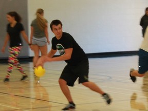 A St. Pat's dodgeball sniper prepares to eliminate an opponent with extreme prejudice.
CARL HNATYSHYN/SARNIA THIS WEEK