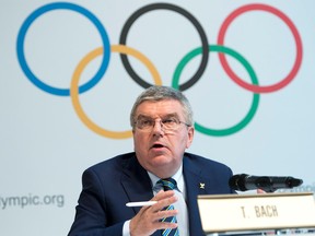International Olympic Committee, IOC, President Thomas Bach, from Germany, speaks during a press conference after the Olympic Summit IOC in Lausanne, Switzerland, Tuesday, June 21, 2016. (Laurent Gillieron/Keystone via AP)