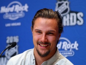 Erik Karlsson of the Ottawa Senators speaks with the media during a press availability at the Encore Ballroom in Las Vegas on June 21, 2016. (Bruce Bennett/Getty Images/AFP)