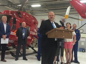 Steinbach MLA Kelvin Goertzen speaks at a STARS air ambulance announcement on Tuesday, June 21, 2016.