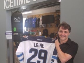 Luc Labelle is ready for the Winnipeg Jets draft party on Friday, having already claimed a Patrik Laine jersey. His purchase from IceTime Sports made headlines in Finland.