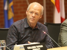 Coun. McGrath listens during a council meeting on Tuesday, June 21, 2016. McGrath is one of three full-time councillors with a $150,000 salary under the new Wood Buffalo Recovery Committee bylaw passed in council in Fort McMurray, Alta. 
Cullen Bird/ Fort McMurray Today/ Postmedia Network