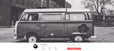 A 1971 VB bus that is available for rent on the sharing site Airbnb is pictured in this screen capture from their website Handout/Postmedia Network