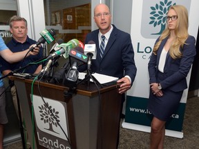 Mayor Matt Brown announced Wednesday at city hall that he was returning to work, one week after his affair with Coun. Maureen Cassidy came to light. (MORRIS LAMONT/The London Free Press)