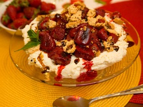 Roasted Strawberries with Balsamic Vinegar and Mascarpone. (MIKE HENSEN, The London Free Press)