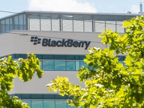 BlackBerry's headquarters in Waterloo, Ont. is shown on Wednesday, June 22, 2016. THE CANADIAN PRESS/Eduardo Lima