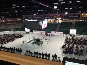 Last week, Ron Mason's funeral service was at the Clarence L. "Biggie" Munn Ice Arena.(Courtesy of Twitter)